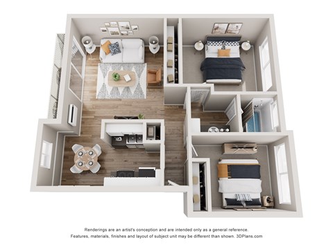 Floor plan for 2 beds, 1 bath, 825 sqft